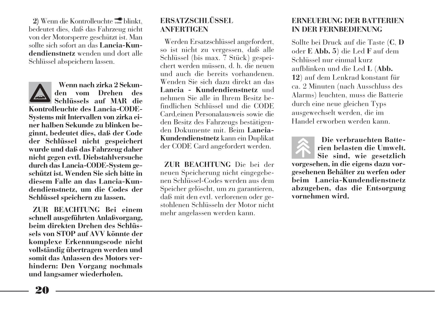 2001-2005 Lancia Lybra Bedienungsanleitung | Deutsch