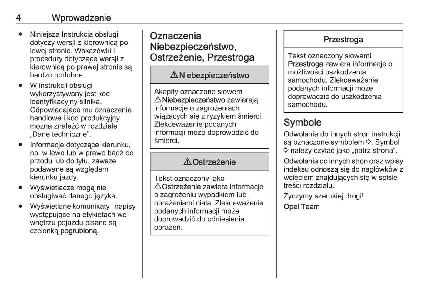2020-2021 Opel Zafira Life Owner's Manual | Polish
