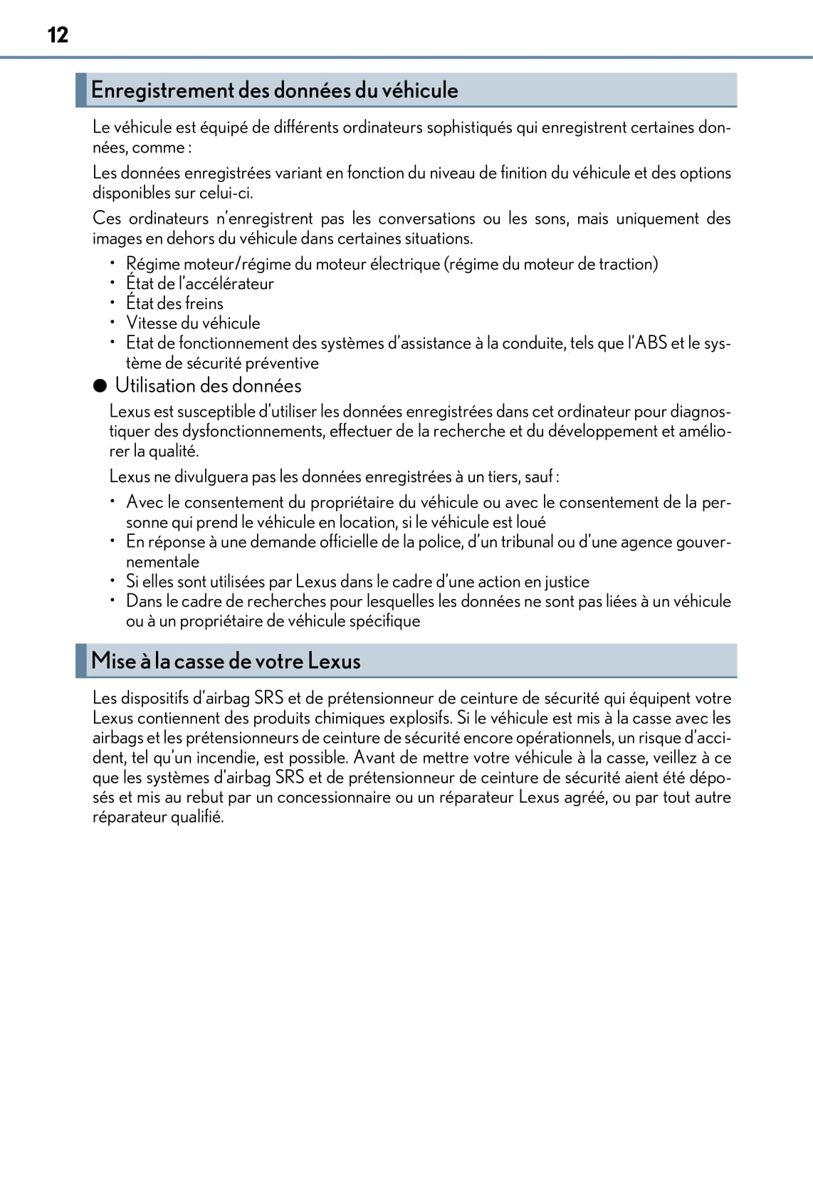 2018-2020 Lexus CT 200h Owner's Manual | French