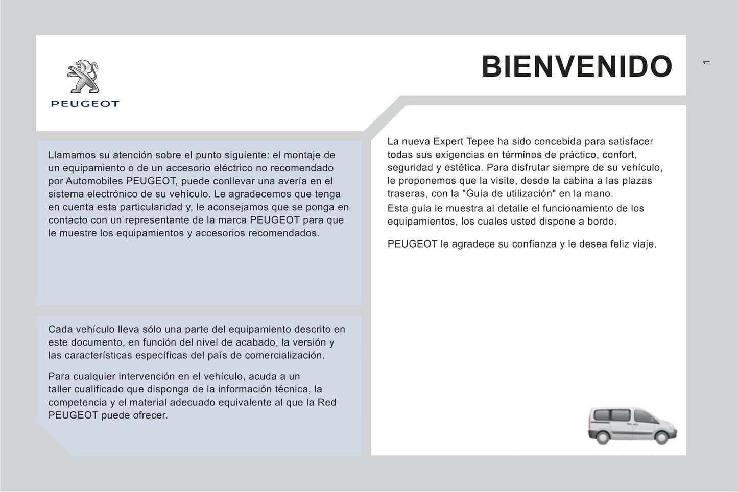 2011-2012 Peugeot Expert Tepee Owner's Manual | Spanish