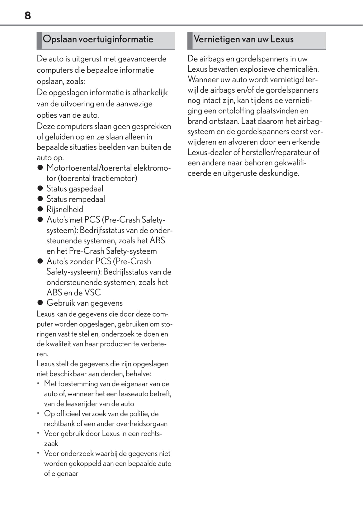 2019-2020 Lexus UX 200 Bedienungsanleitung | Niederländisch