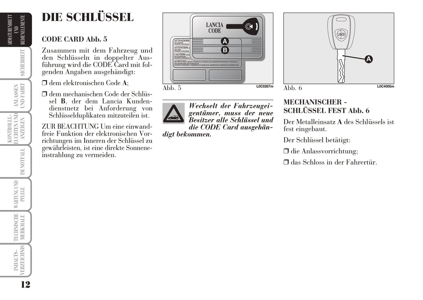 2006-2011 Lancia Ypsilon Bedienungsanleitung | Deutsch