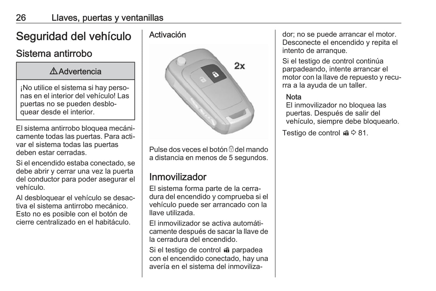2019 Opel Adam Owner's Manual | Spanish