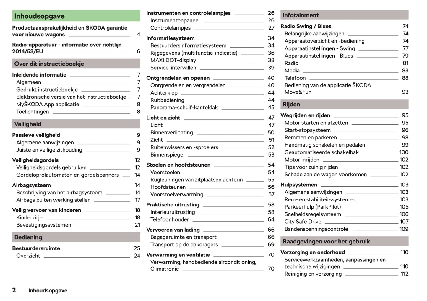 2018-2019 Skoda Citigo Owner's Manual | Dutch