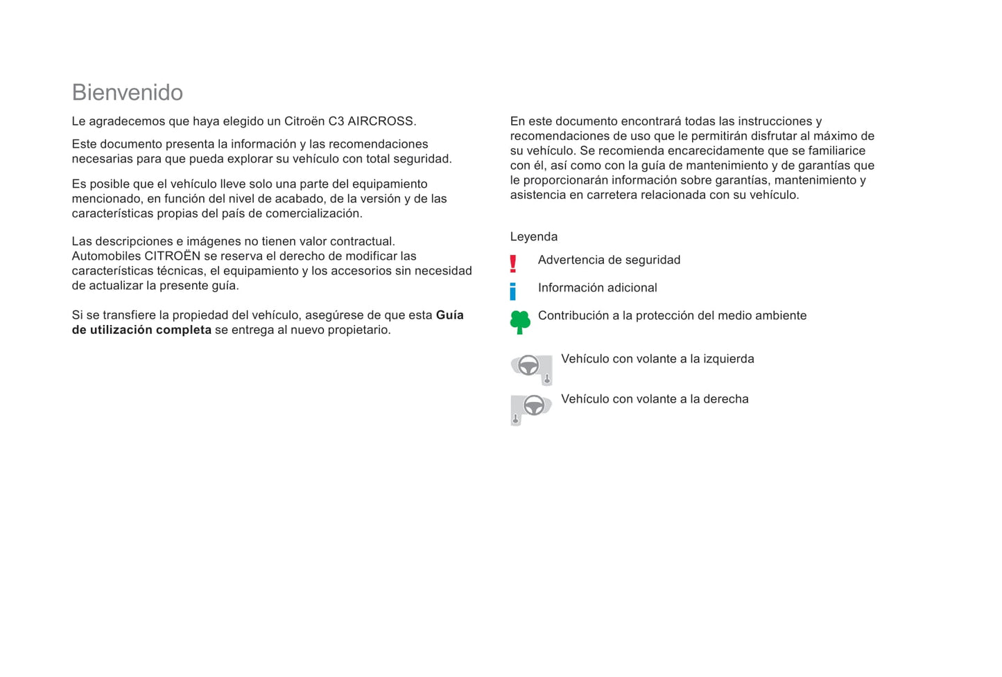 2017-2019 Citroën C3 Aircross Owner's Manual | Spanish