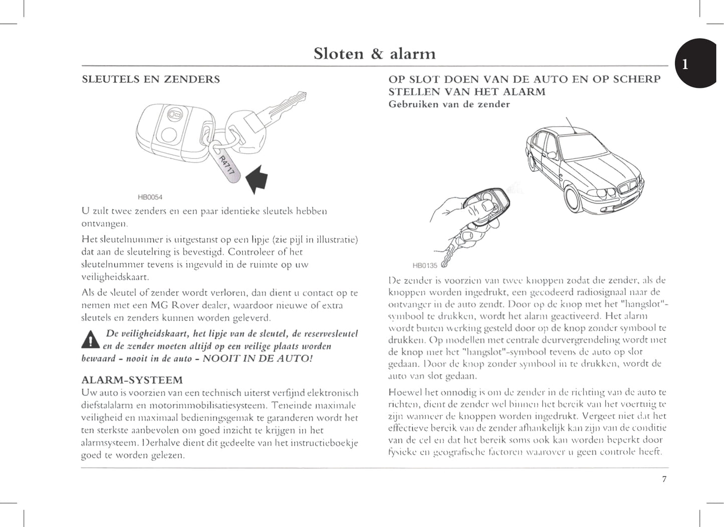 1999-2005 Rover 45 Owner's Manual | Dutch