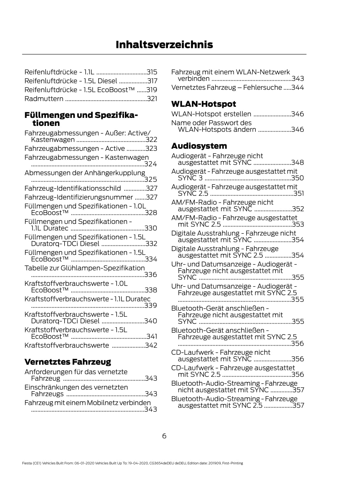 2020 Ford Fiesta Owner's Manual | German