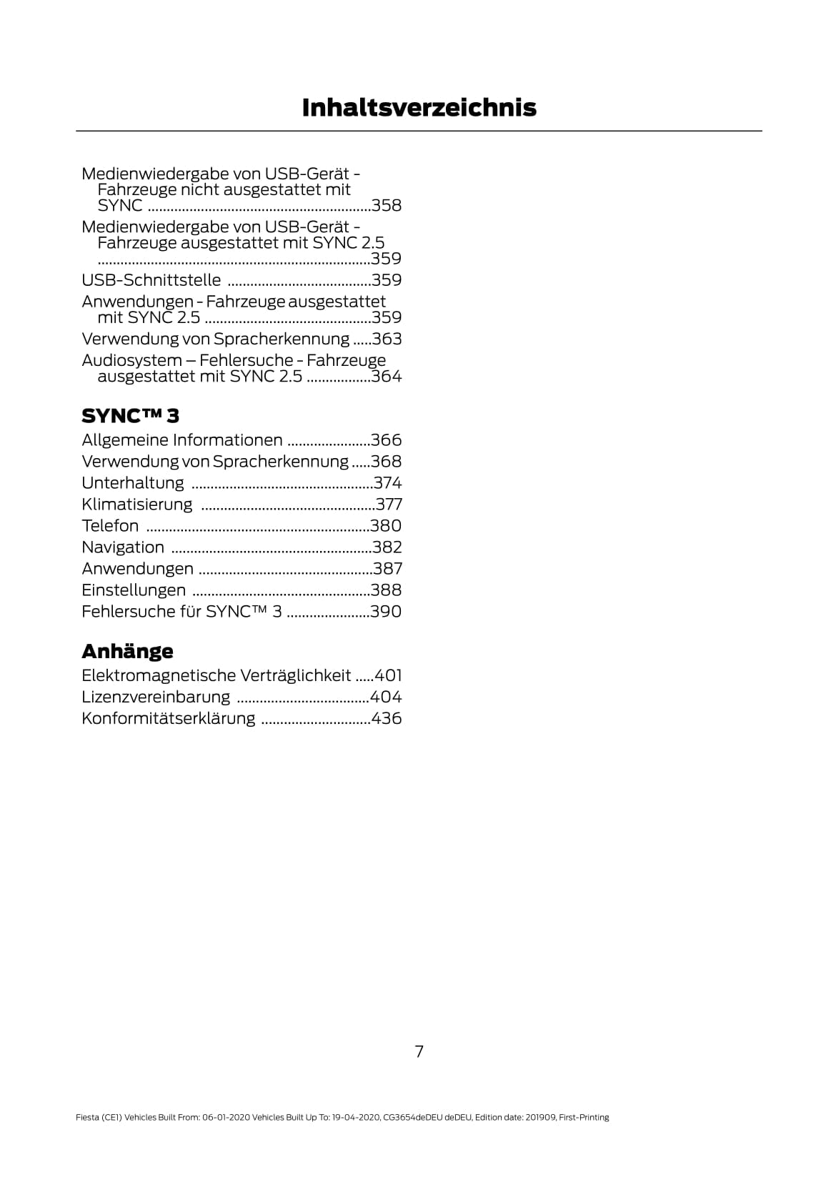 2020 Ford Fiesta Owner's Manual | German