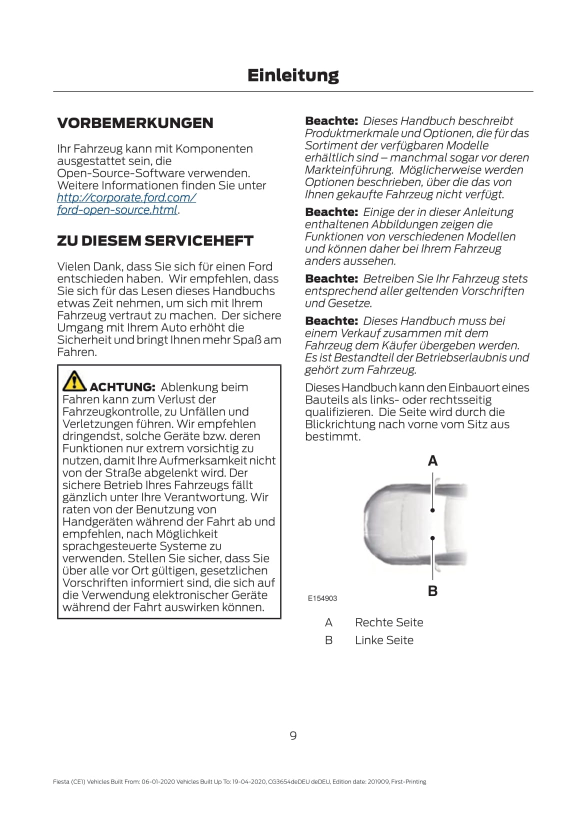 2020 Ford Fiesta Owner's Manual | German