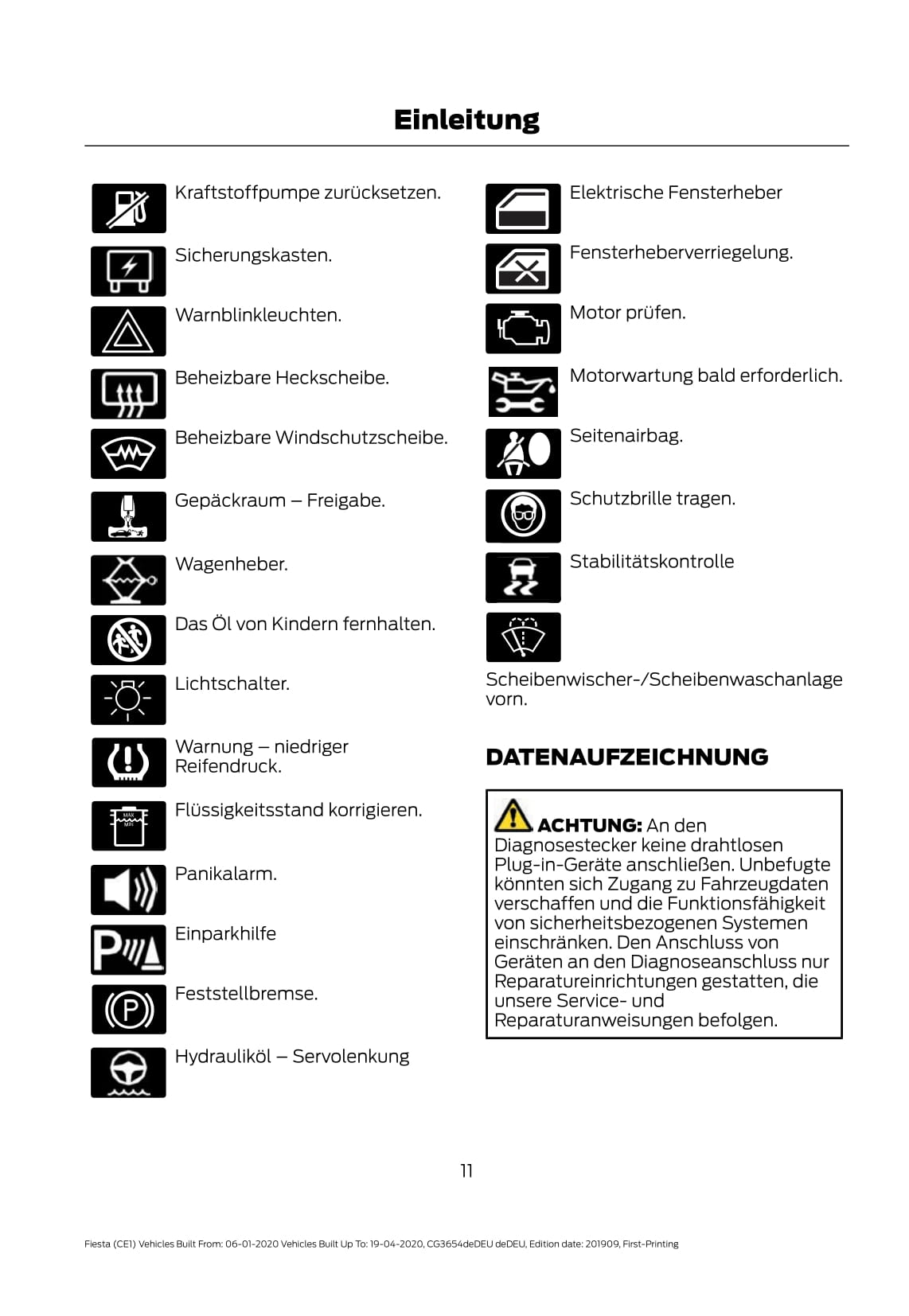 2020 Ford Fiesta Owner's Manual | German