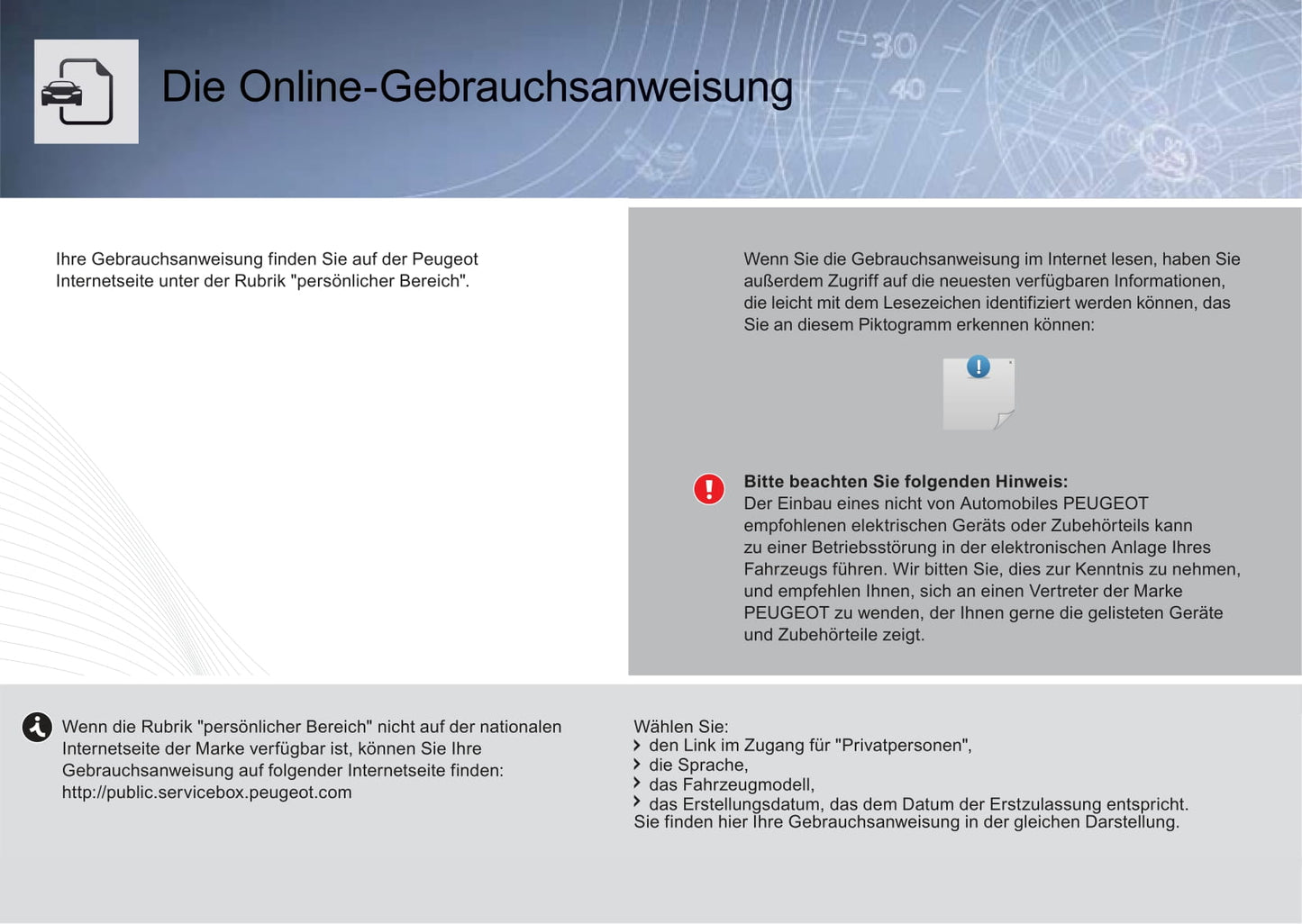 2012-2014 Peugeot 508 Owner's Manual | German