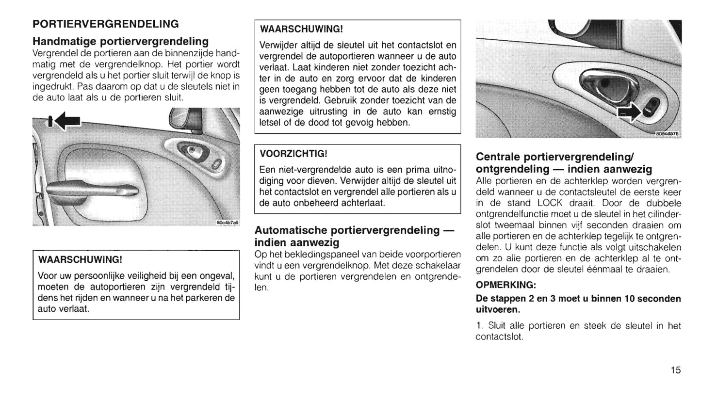 2000-2006 Chrysler PT Cruiser Owner's Manual | Dutch