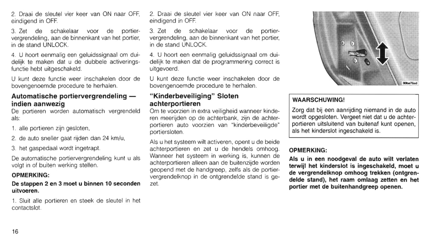 2000-2006 Chrysler PT Cruiser Owner's Manual | Dutch