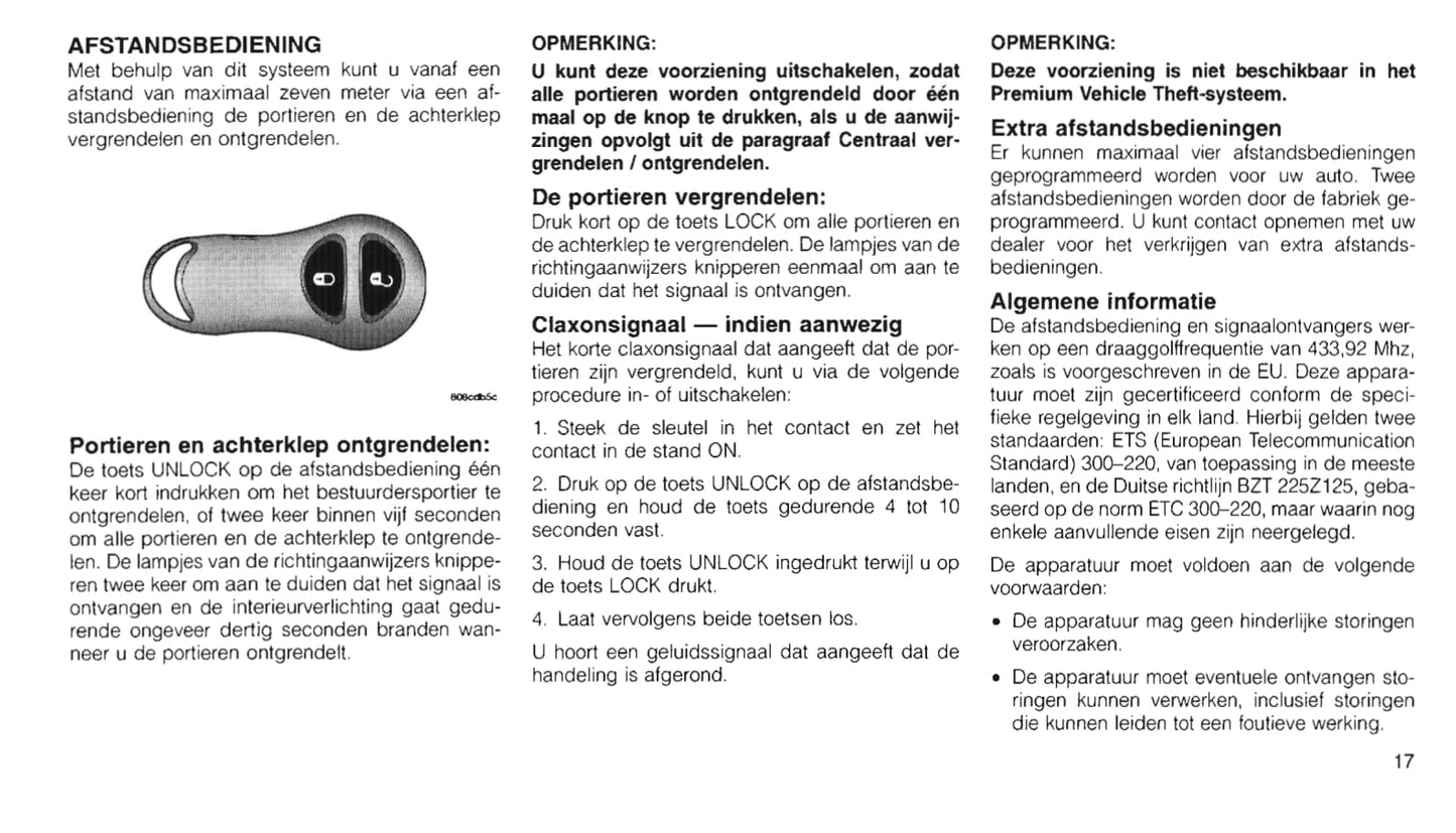 2000-2006 Chrysler PT Cruiser Owner's Manual | Dutch