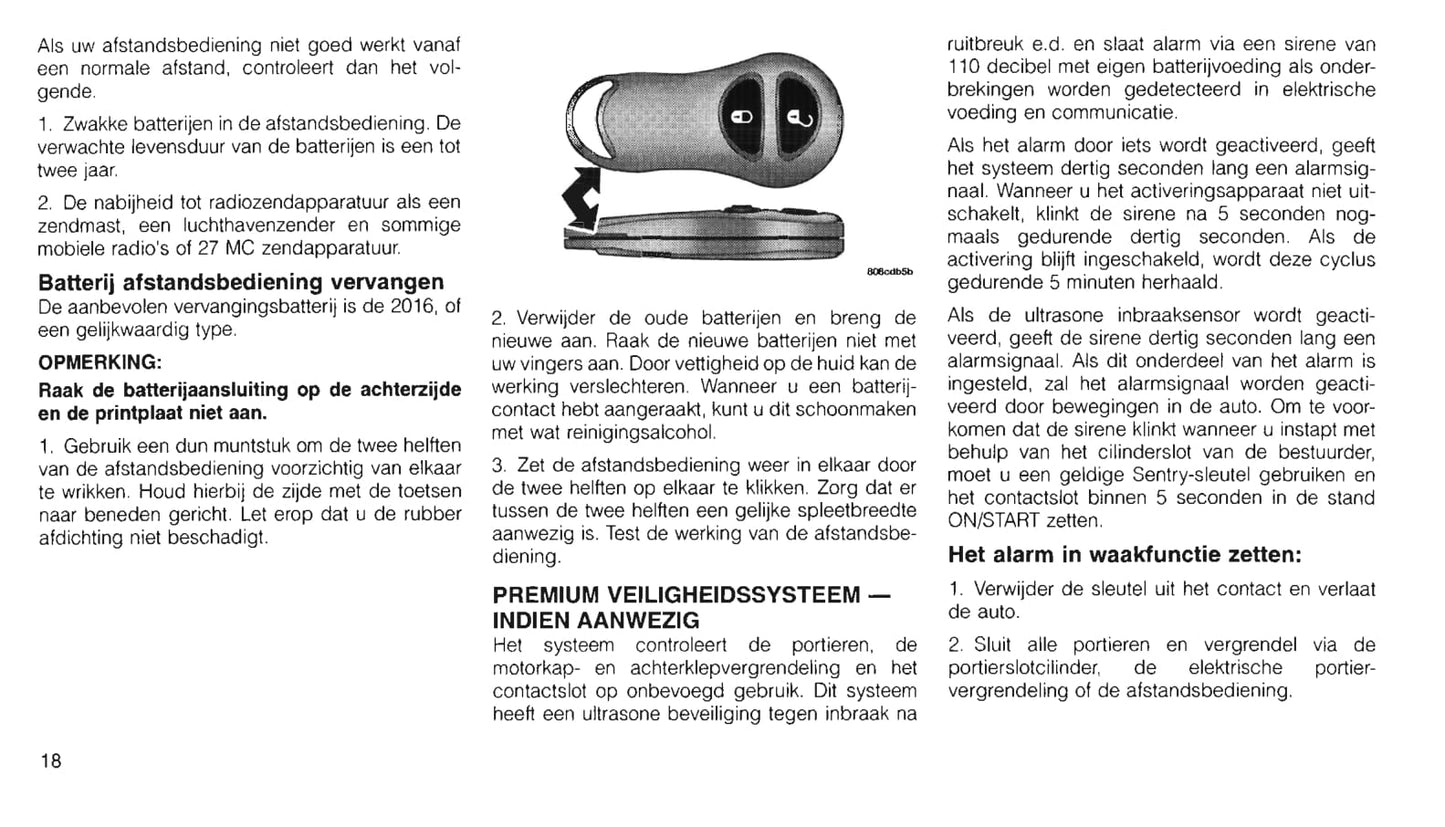 2000-2006 Chrysler PT Cruiser Owner's Manual | Dutch