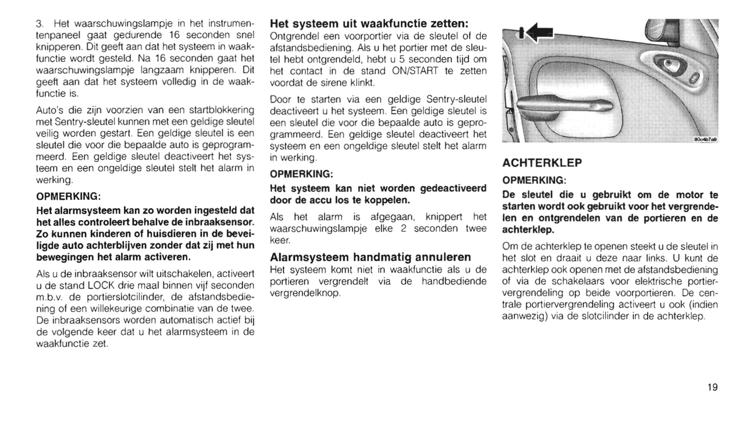 2000-2006 Chrysler PT Cruiser Owner's Manual | Dutch