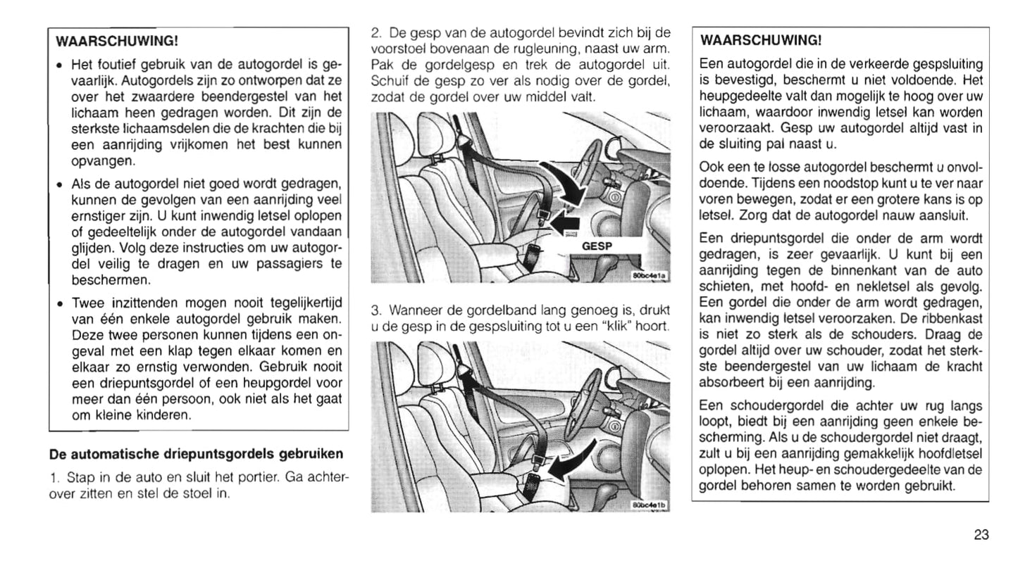 2000-2006 Chrysler PT Cruiser Owner's Manual | Dutch