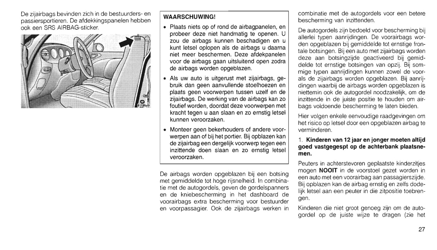 2000-2006 Chrysler PT Cruiser Owner's Manual | Dutch