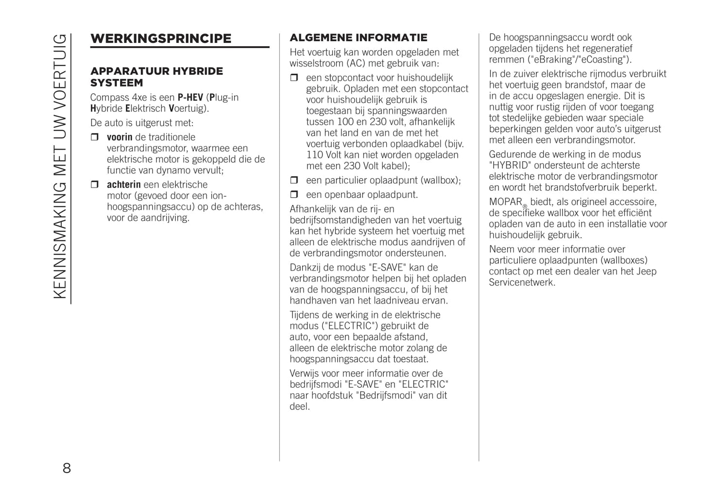 2020-2021 Jeep Compass 4xe Owner's Manual Supplement | Dutch