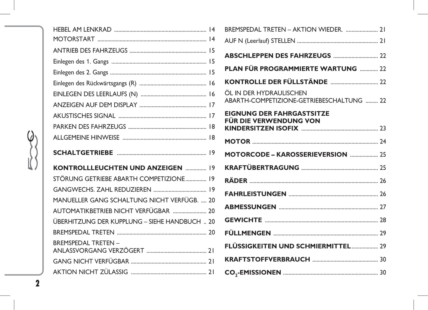 2014-2018 Abarth 500C Owner's Manual | German
