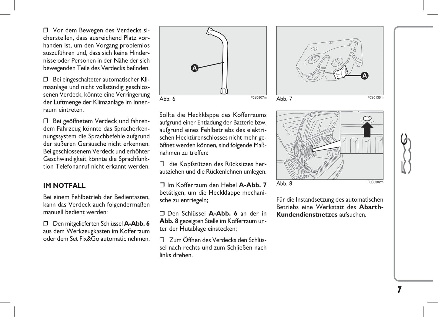 2014-2018 Abarth 500C Owner's Manual | German