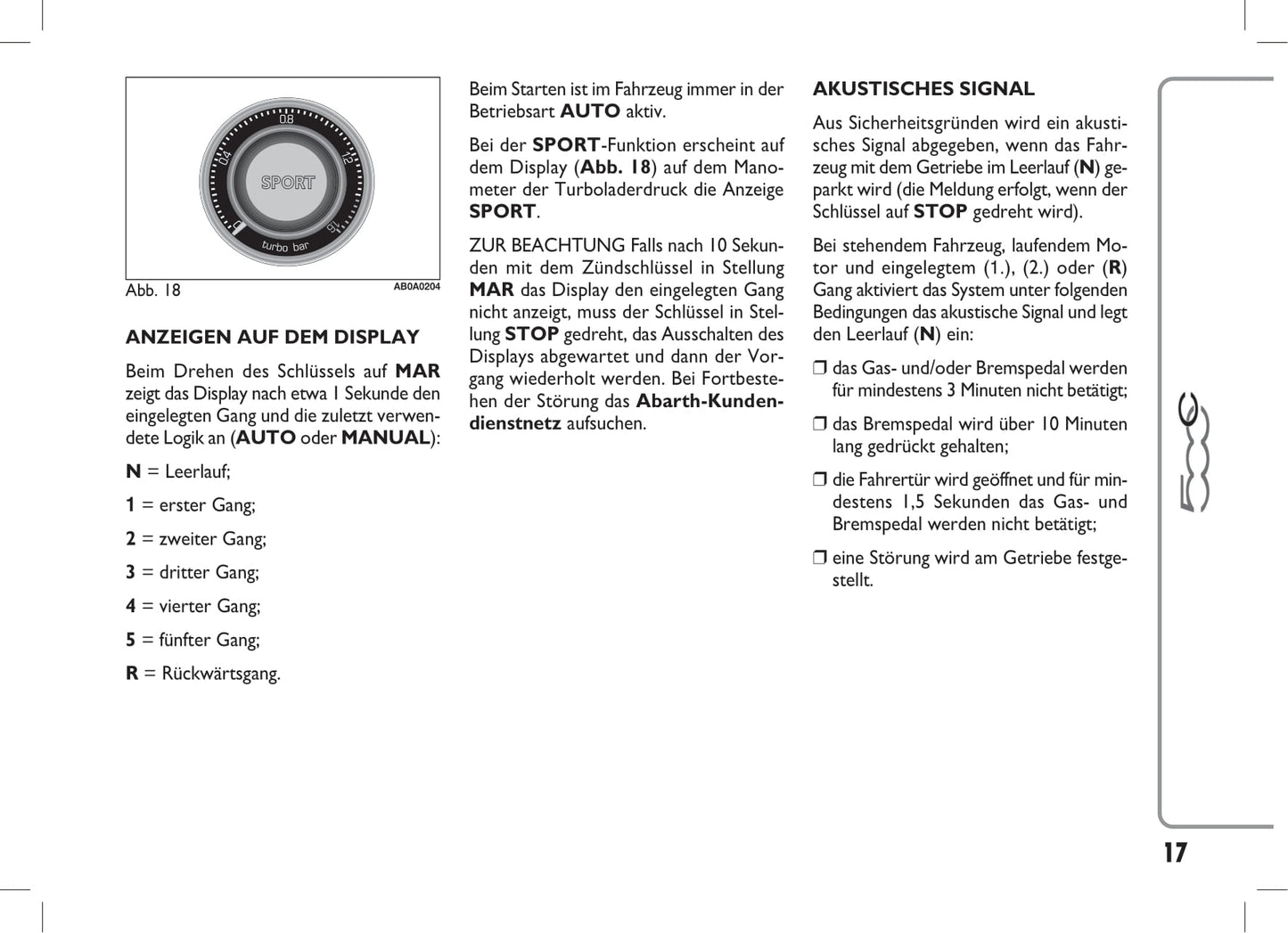2014-2018 Abarth 500C Owner's Manual | German