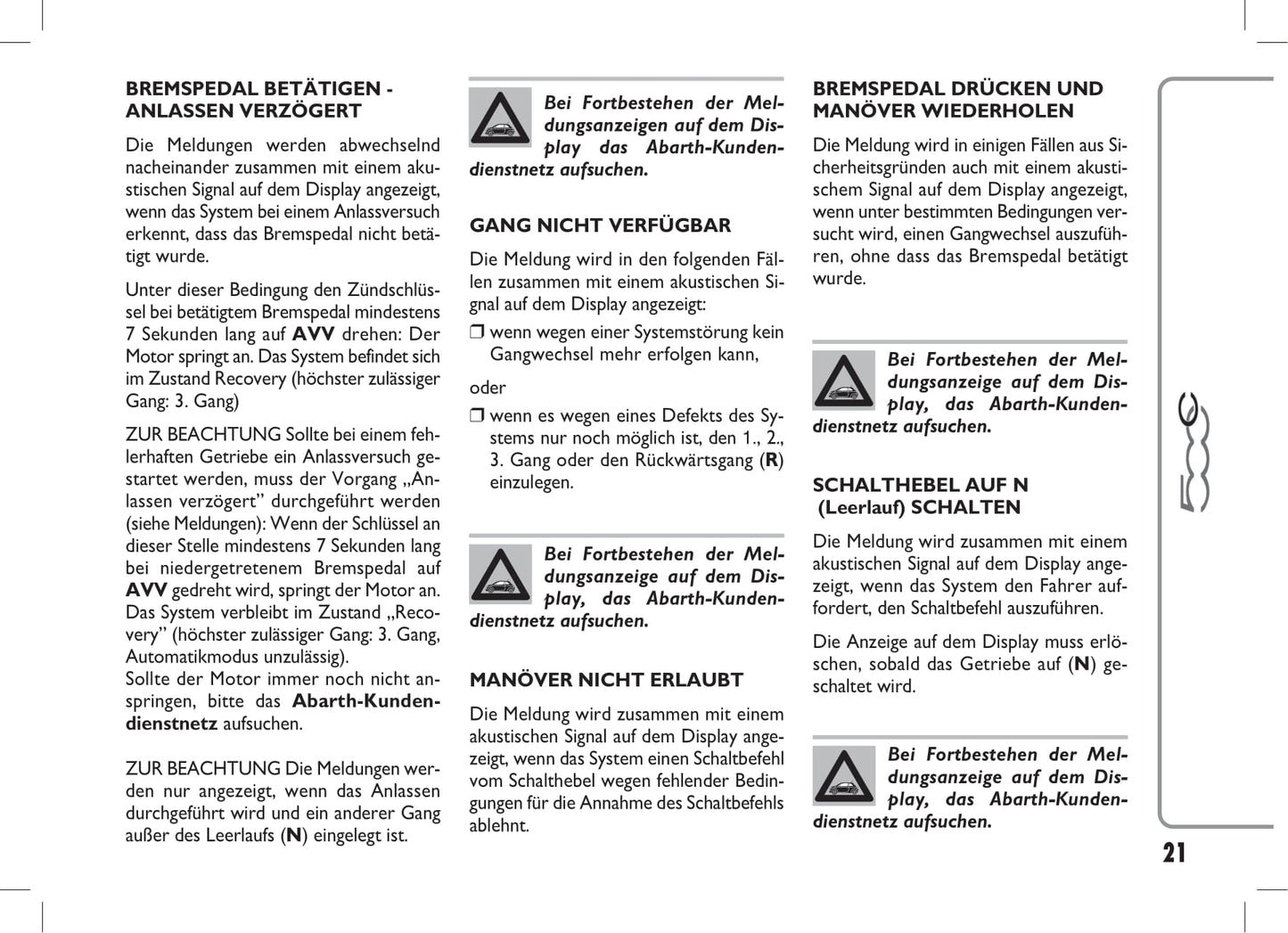 2014-2018 Abarth 500C Owner's Manual | German