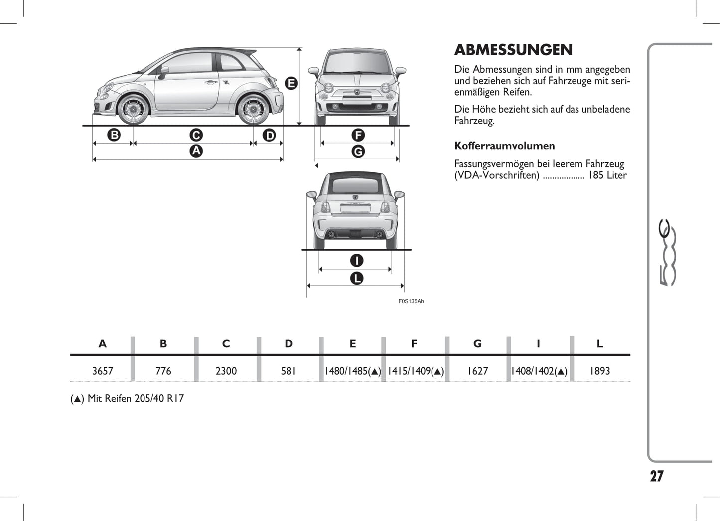 2014-2018 Abarth 500C Owner's Manual | German