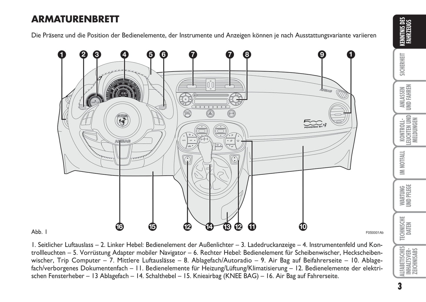 2008-2016 Abarth 500 Bedienungsanleitung | Deutsch
