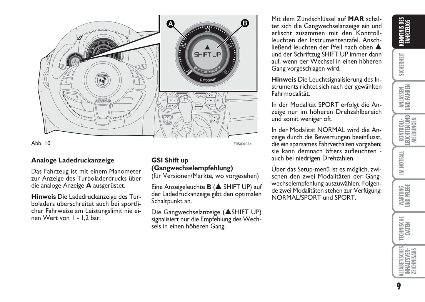2008-2016 Abarth 500 Bedienungsanleitung | Deutsch