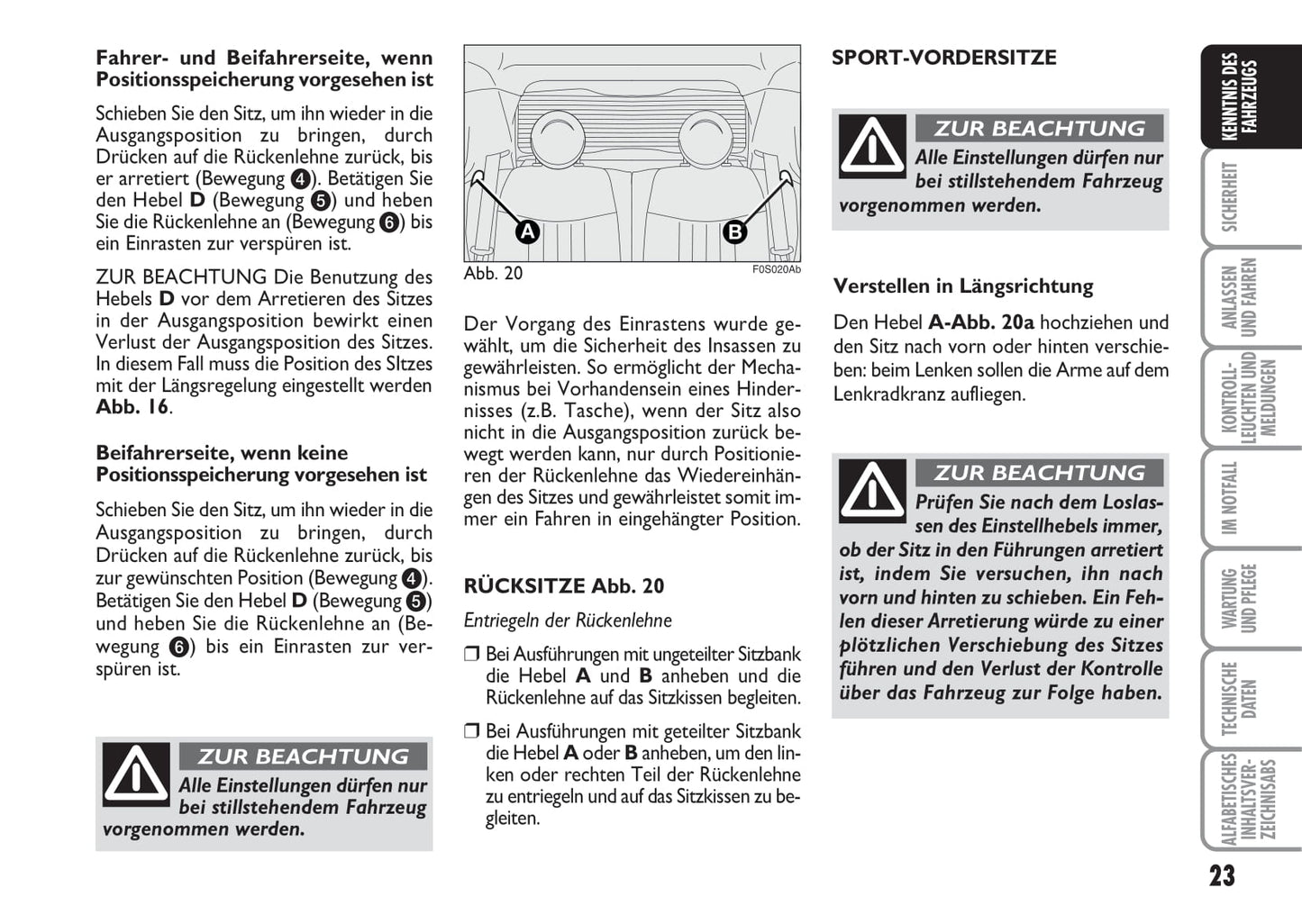 2008-2016 Abarth 500 Bedienungsanleitung | Deutsch