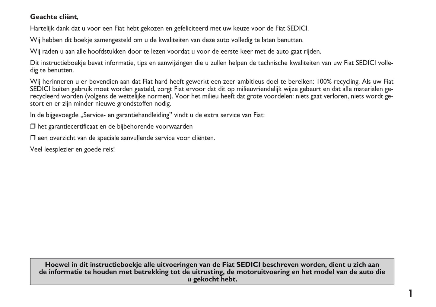 2010-2011 Fiat Sedici Bedienungsanleitung | Niederländisch