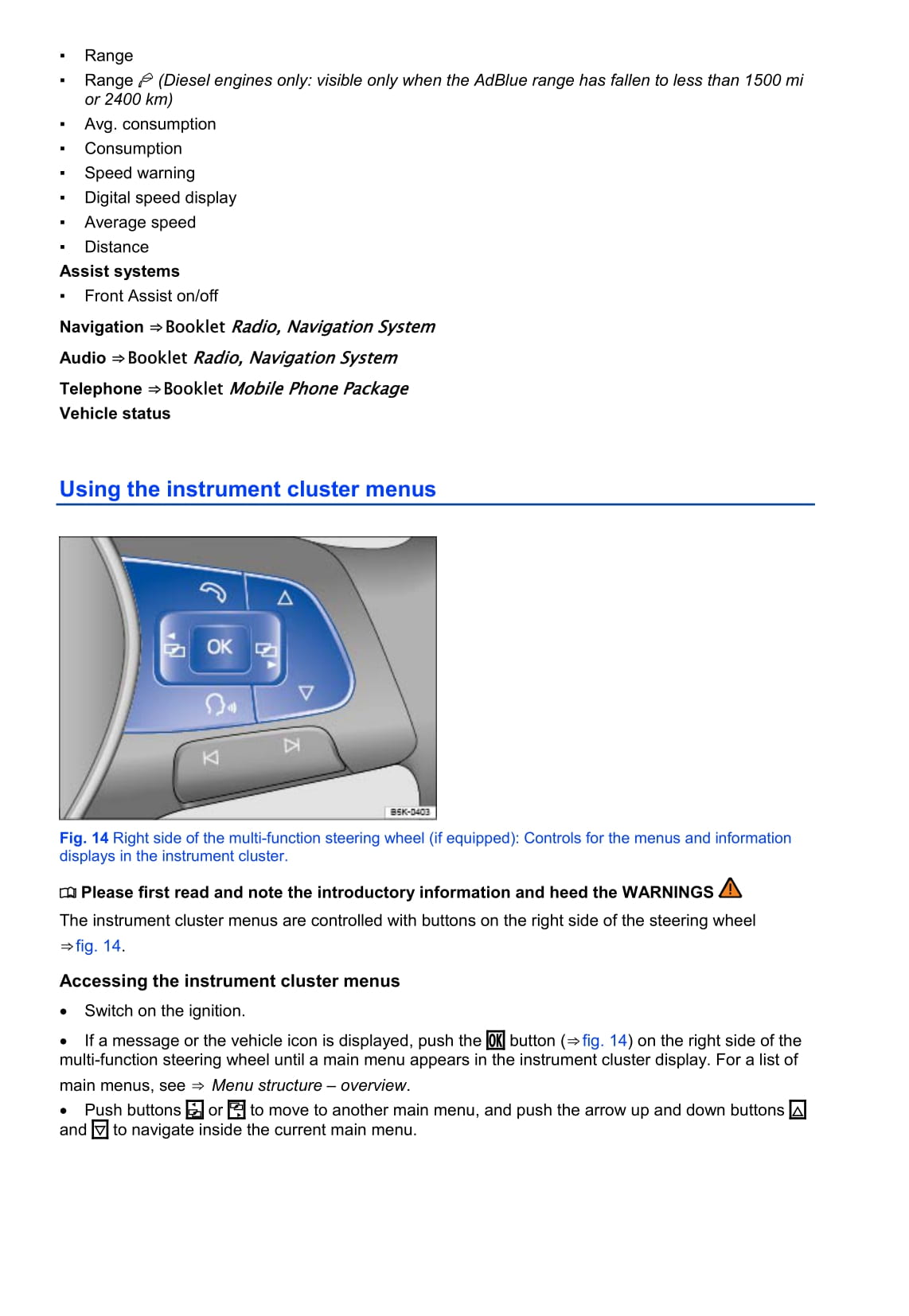 2013-2017 Volkswagen Golf Owner's Manual | English