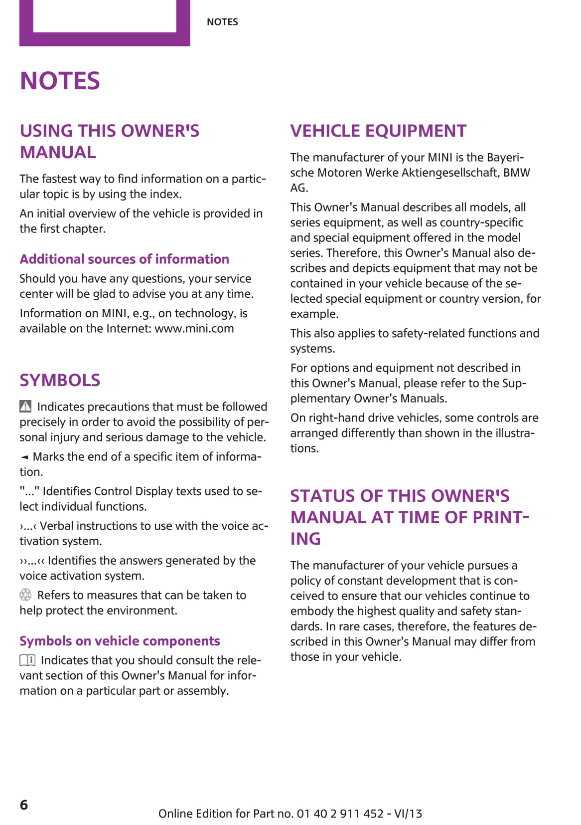 2010-2015 Mini Mini/Mini Clubman Owner's Manual | English