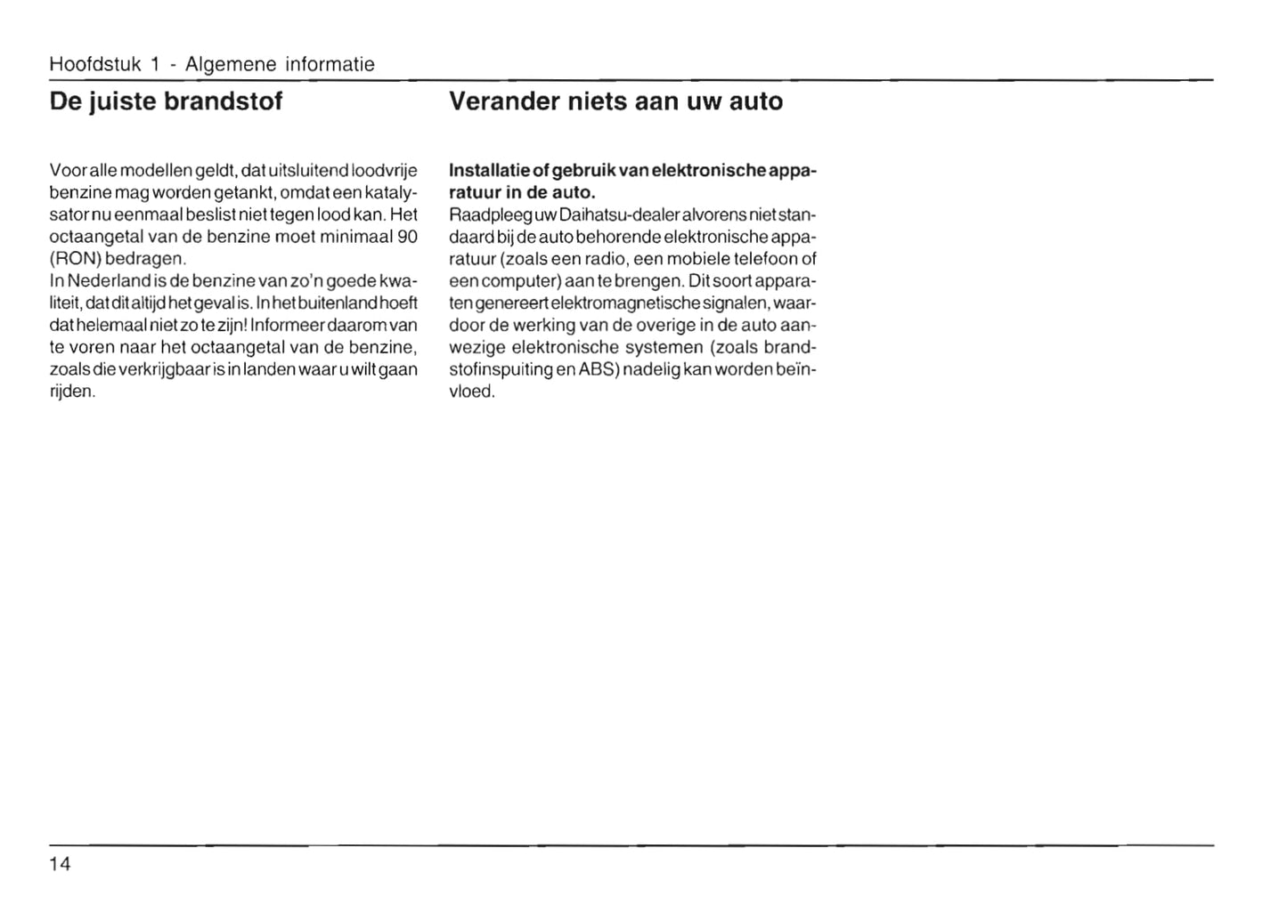 2000-2006 Daihatsu Terios Bedienungsanleitung | Niederländisch