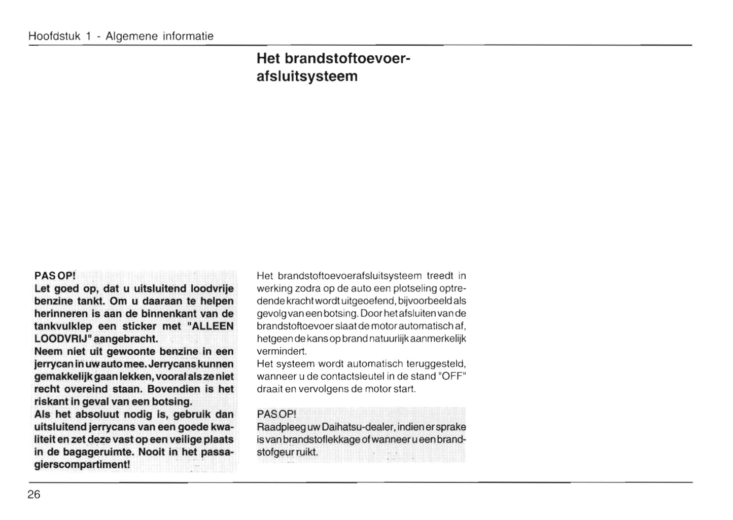2000-2006 Daihatsu Terios Bedienungsanleitung | Niederländisch