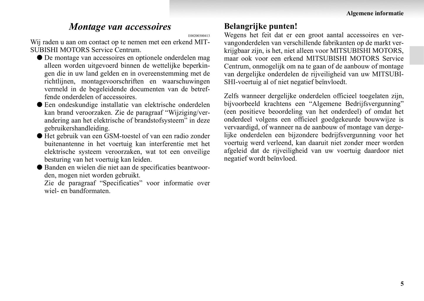 2004-2011 Mitsubishi Grandis Owner's Manual | Dutch
