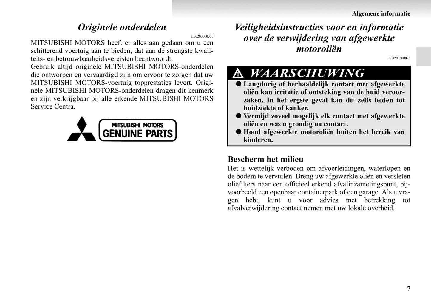 2004-2011 Mitsubishi Grandis Owner's Manual | Dutch