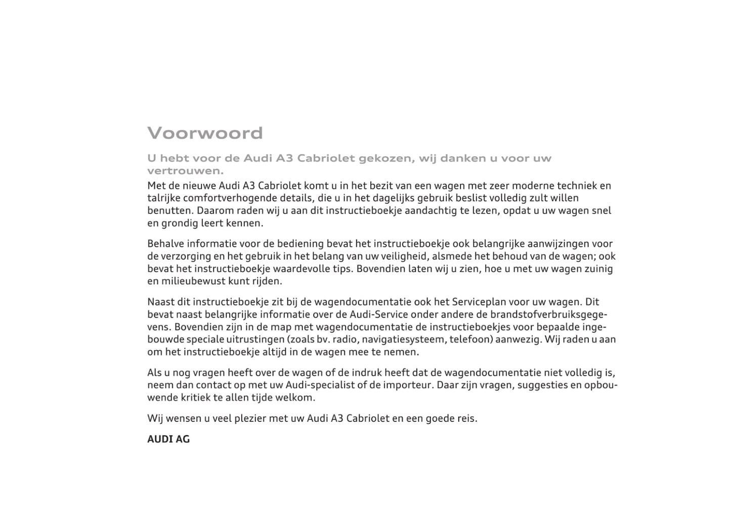 2008-2013 Audi A3 Cabriolet Owner's Manual | Dutch