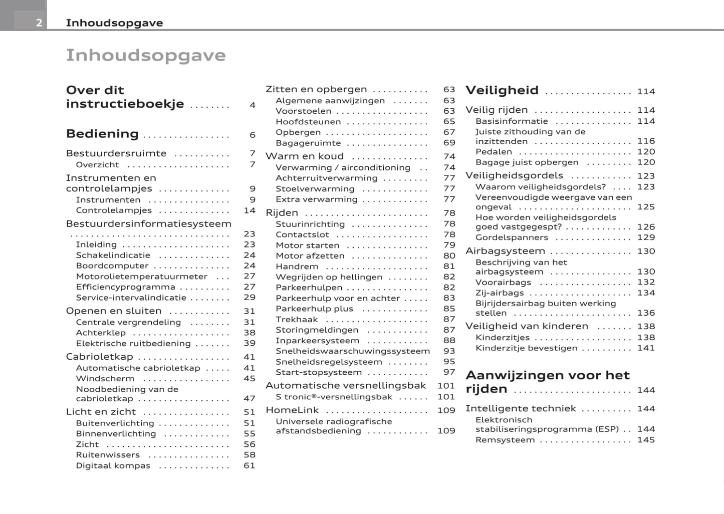 2008-2013 Audi A3 Cabriolet Owner's Manual | Dutch