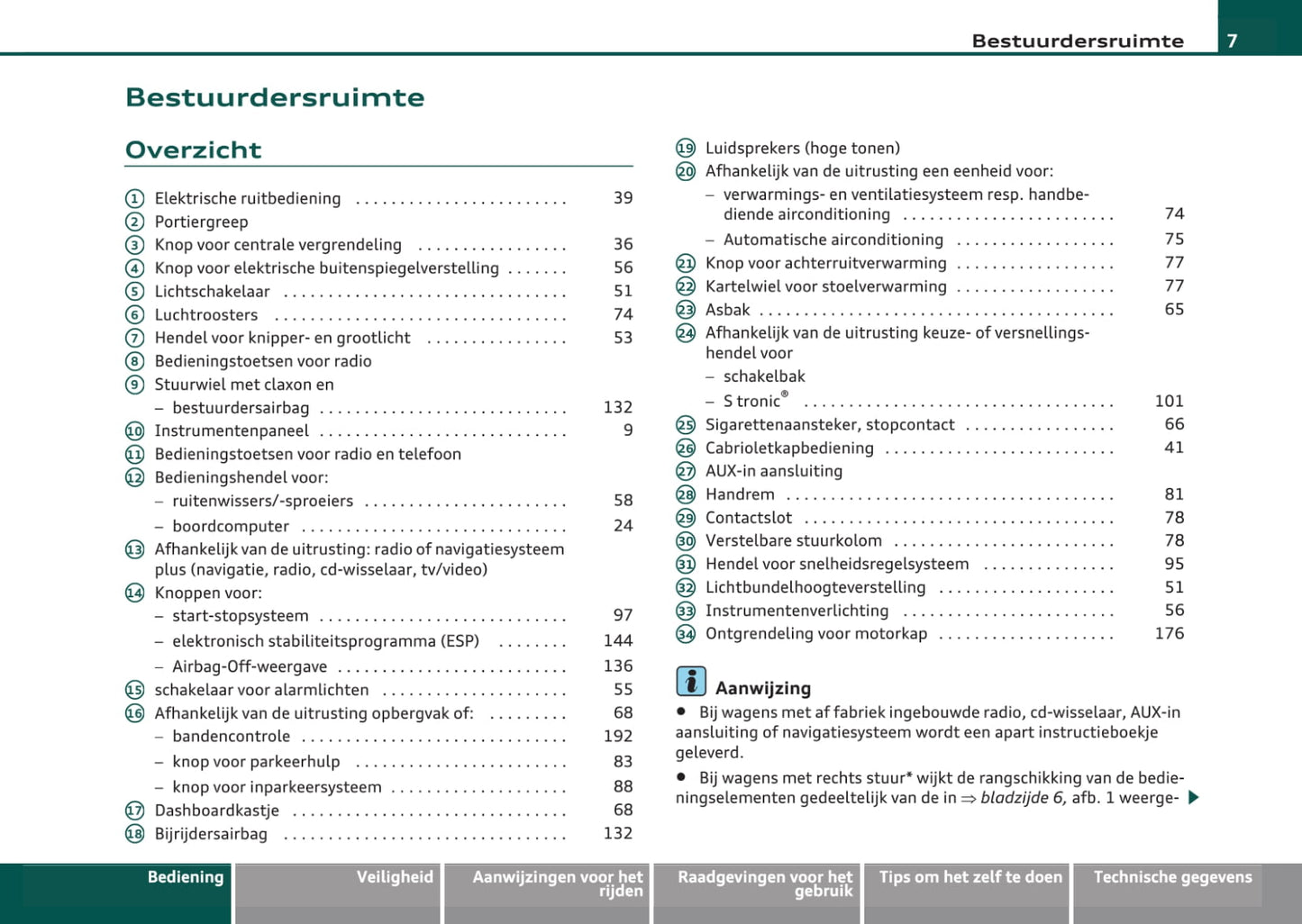 2008-2013 Audi A3 Cabriolet Owner's Manual | Dutch