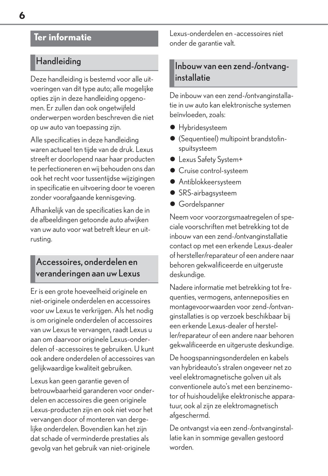 2018-2019 Lexus NX 300h Bedienungsanleitung | Niederländisch
