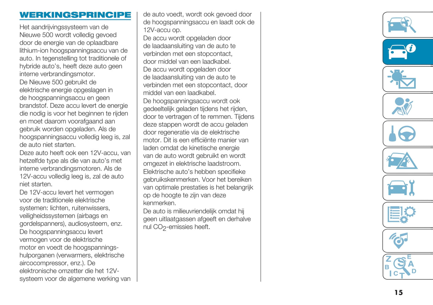 2021-2022 Fiat 500e Owner's Manual | Dutch