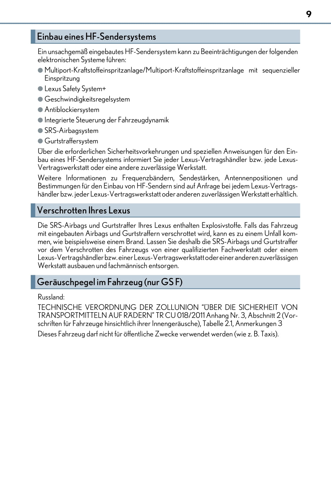2017-2018 Lexus GS 350/GS F Bedienungsanleitung | Deutsch