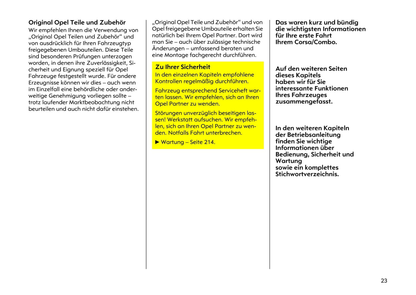 2003-2006 Opel Combo/Corsa Owner's Manual | German