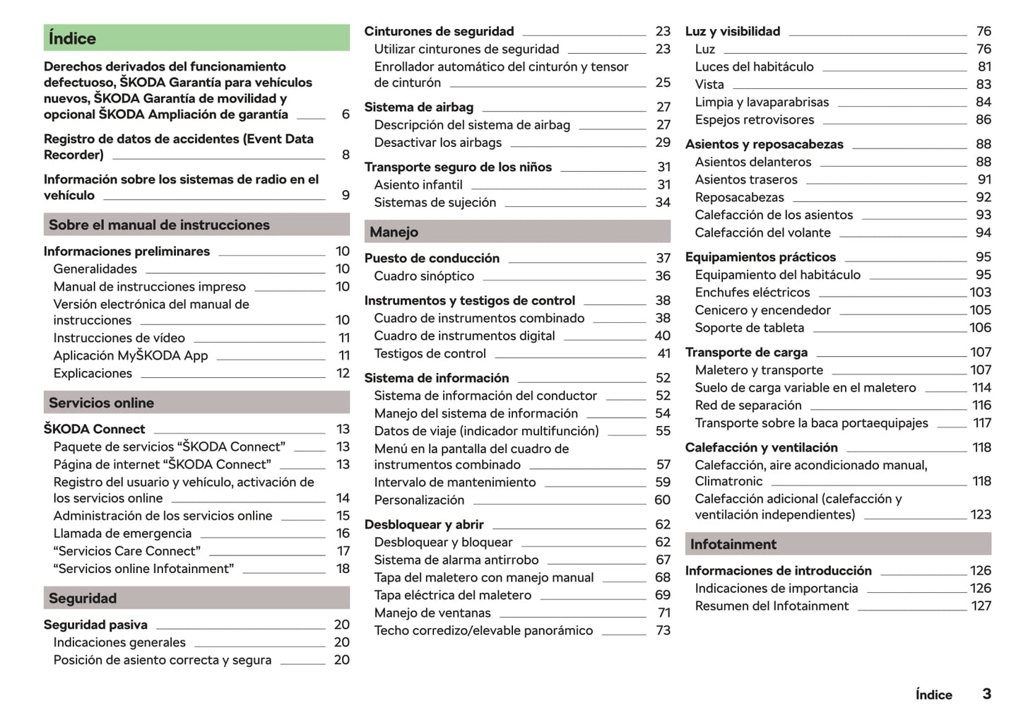 2019-2020 Skoda Octavia Owner's Manual | Spanish