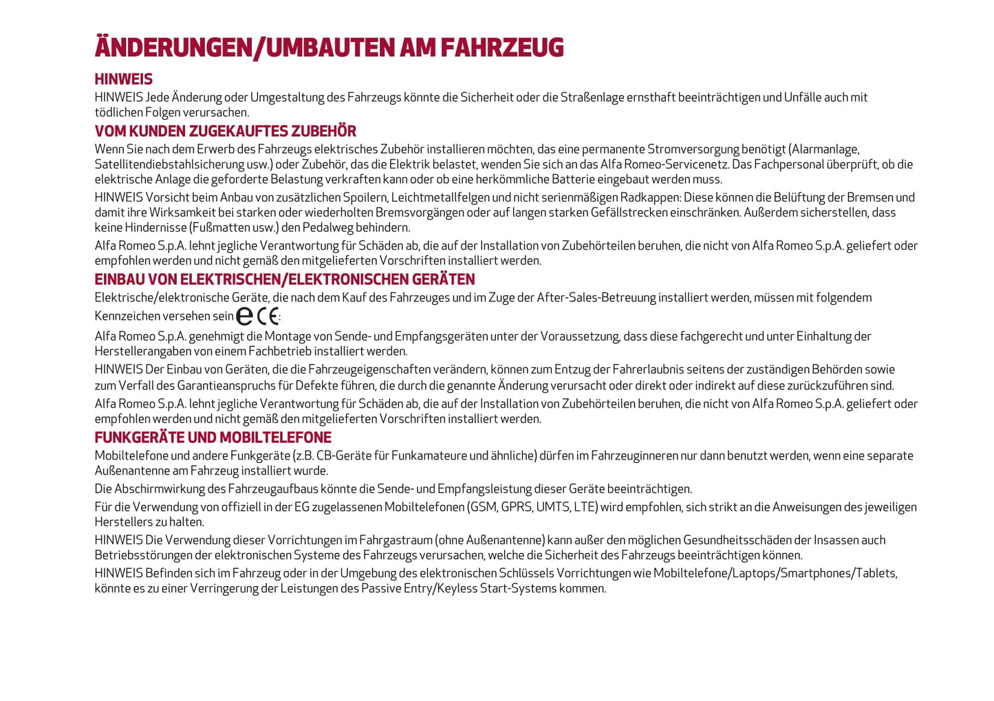 2022-2023 Alfa Romeo Tonale Owner's Manual | German