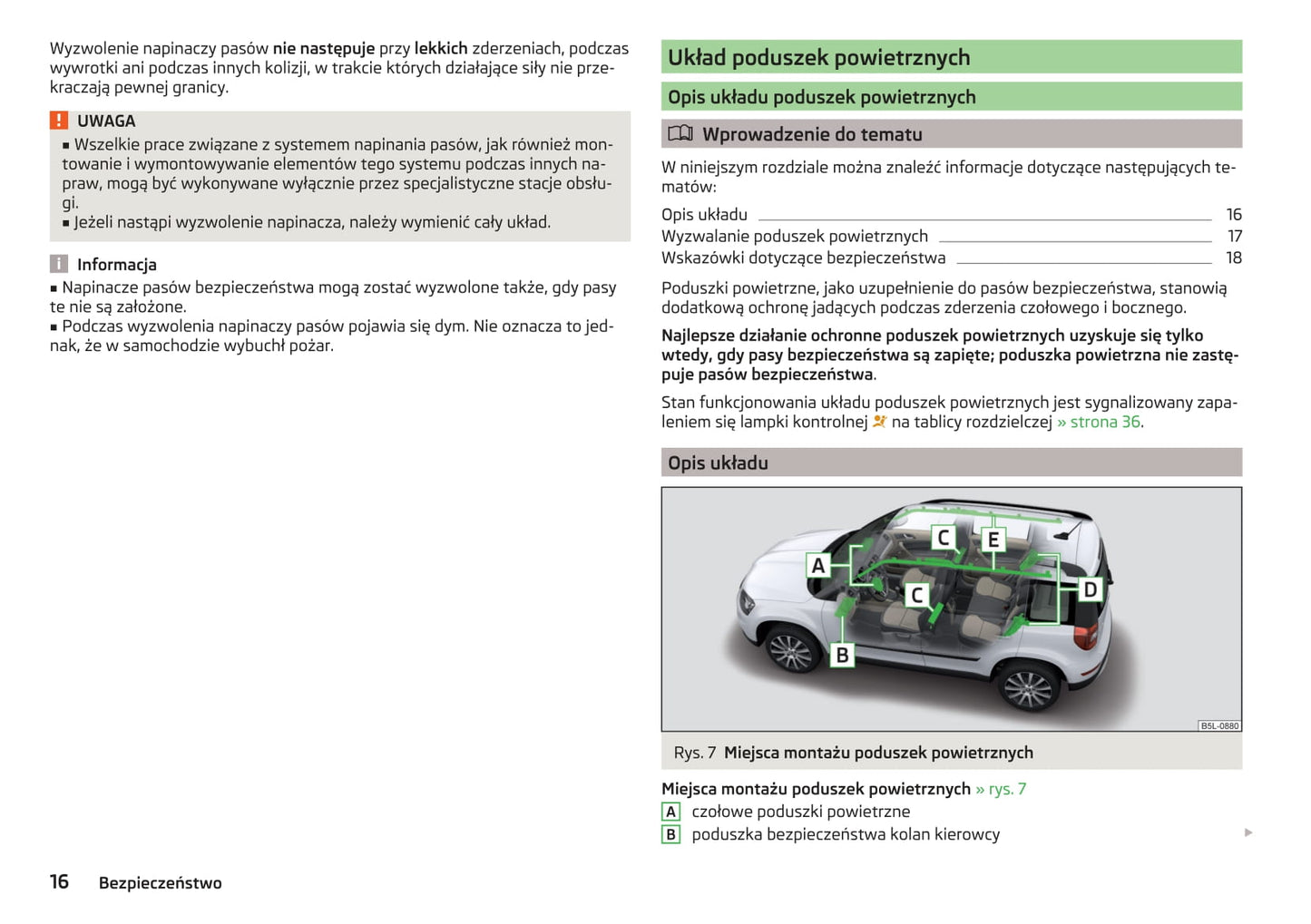 2013-2018 Skoda Yeti Bedienungsanleitung | Polnisch