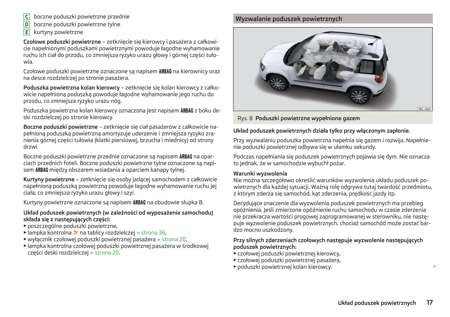 2013-2018 Skoda Yeti Bedienungsanleitung | Polnisch