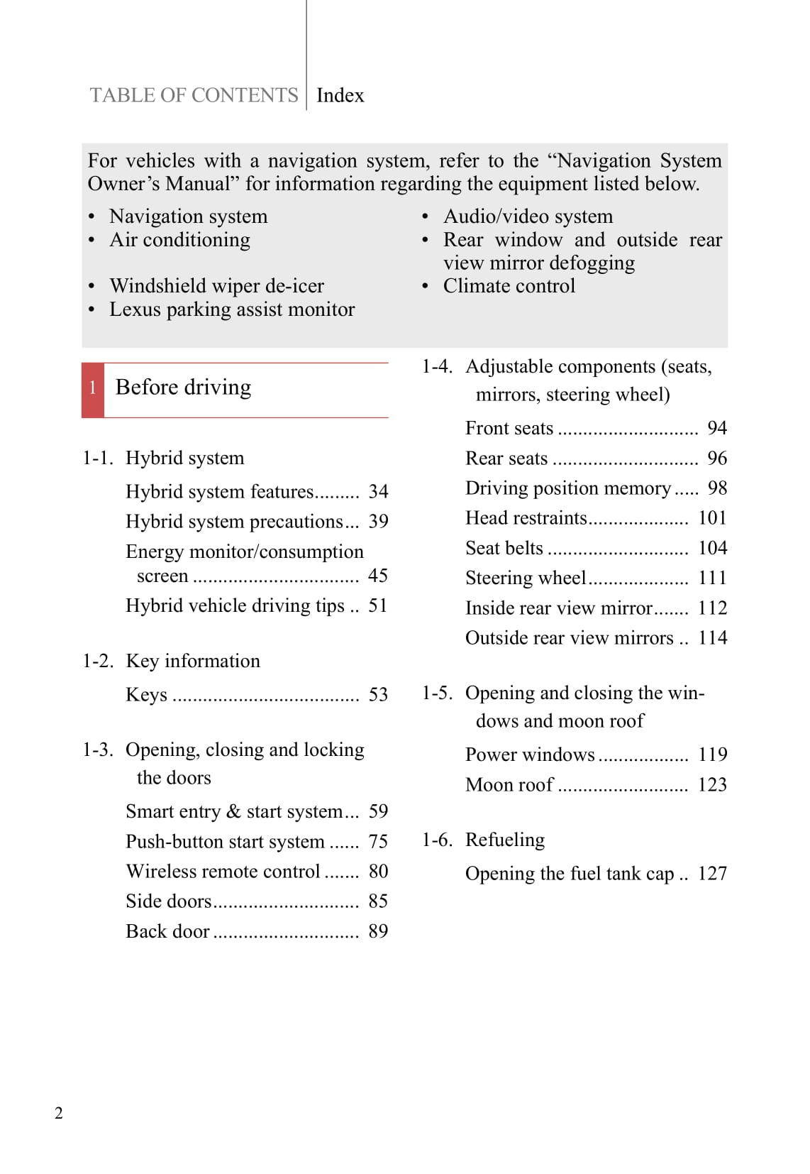 2011-2012 Lexus CT 200h Owner's Manual | English